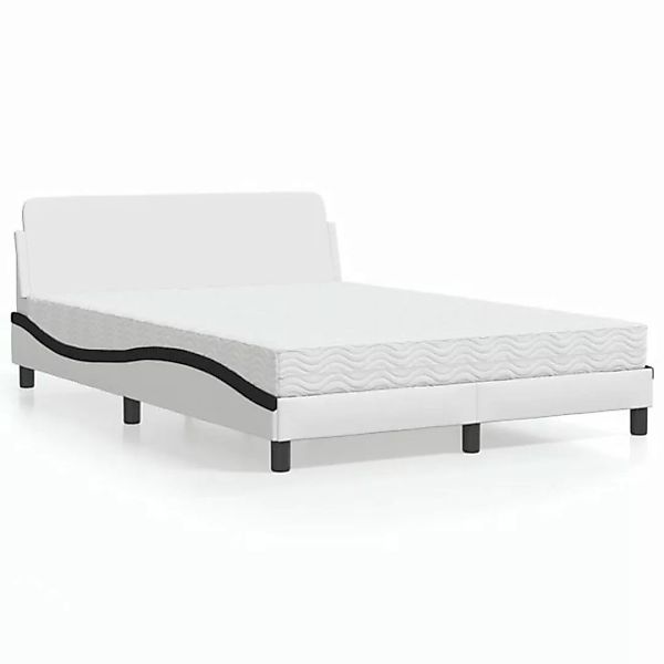 vidaXL Bett Bett mit Matratze Weiß und Schwarz 140x200 cm Kunstleder günstig online kaufen