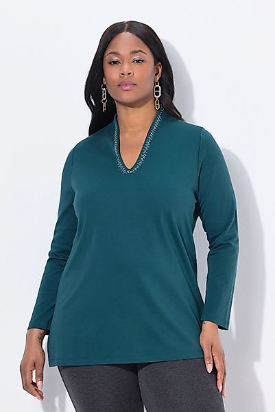 Ulla Popken T-Shirt Shirt A-Linie Kelchkragen günstig online kaufen