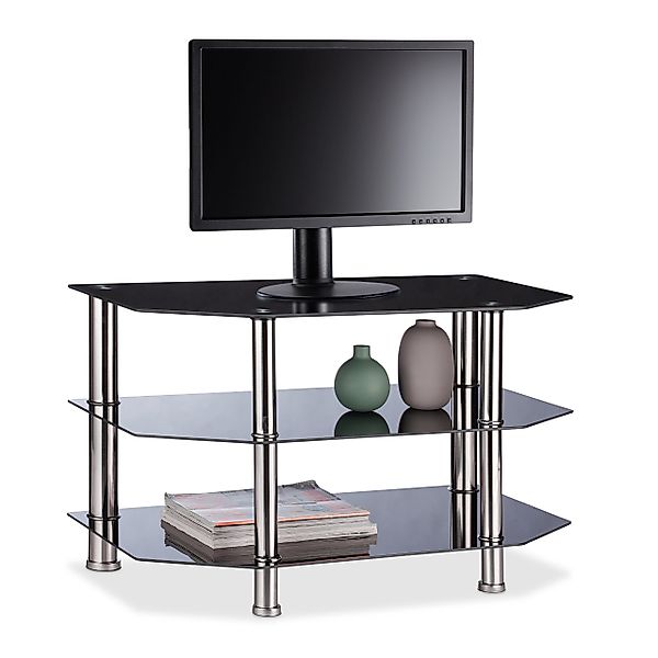 relaxdays TV-Regal Fernsehtisch Schwarzglas günstig online kaufen