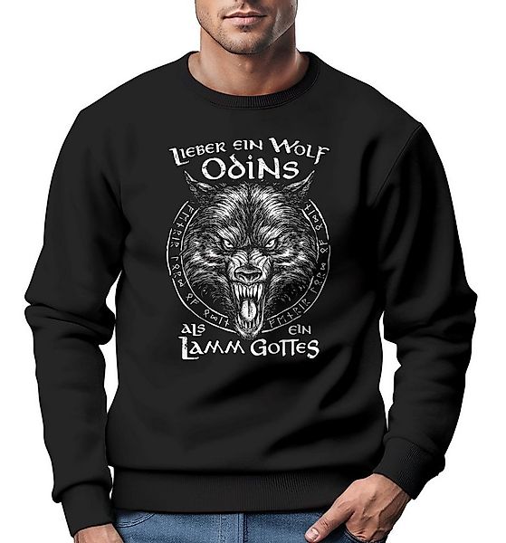 Neverless Sweatshirt Sweatshirt Herren Spruch Lieber ein Wolf Odins als ein günstig online kaufen