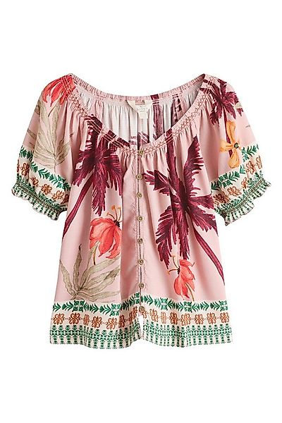 Next Carmenbluse Geknöpftes Bardot-Oberteil mit Puffärmeln (1-tlg) günstig online kaufen