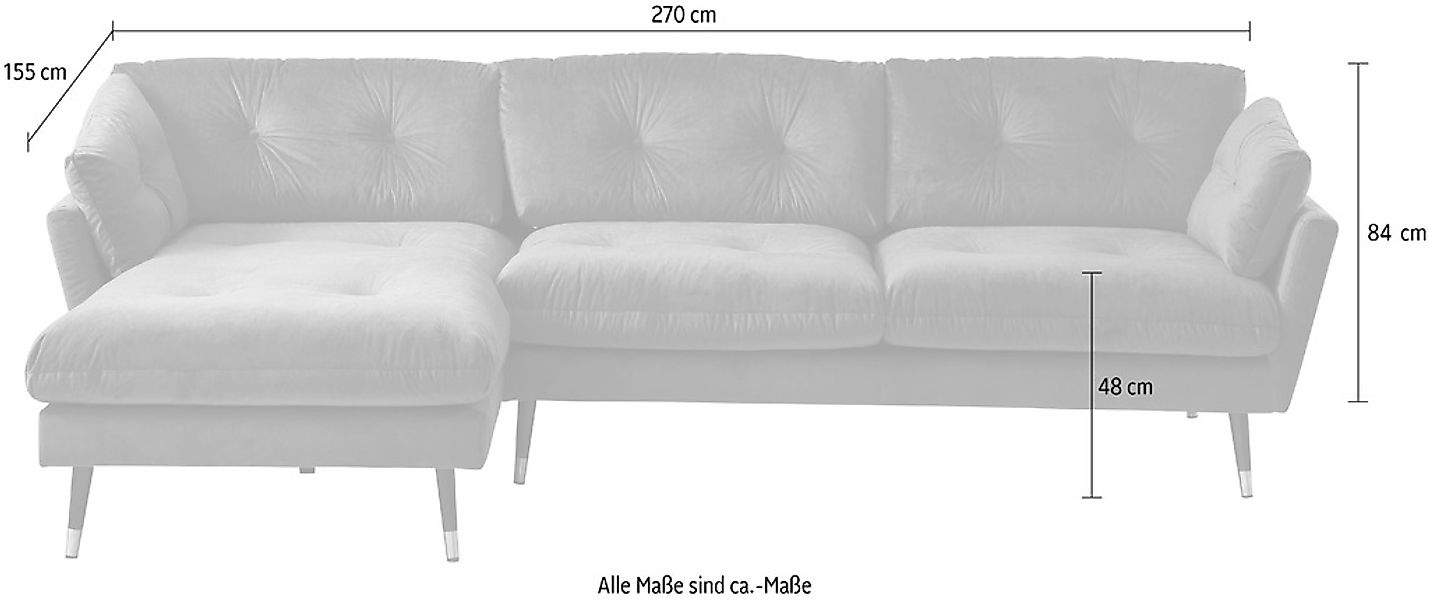 Trends by HG Ecksofa »Japan L-Form«, mit Fuß in Holz-Metallkombination, Rec günstig online kaufen