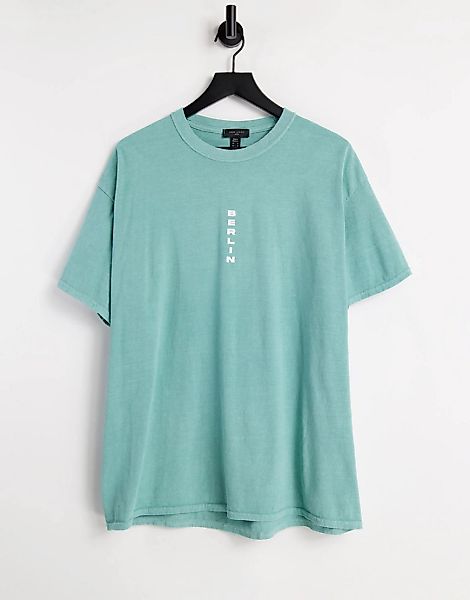 New Look – Oversize T-Shirt in Grün mit „Berlin“-Print günstig online kaufen