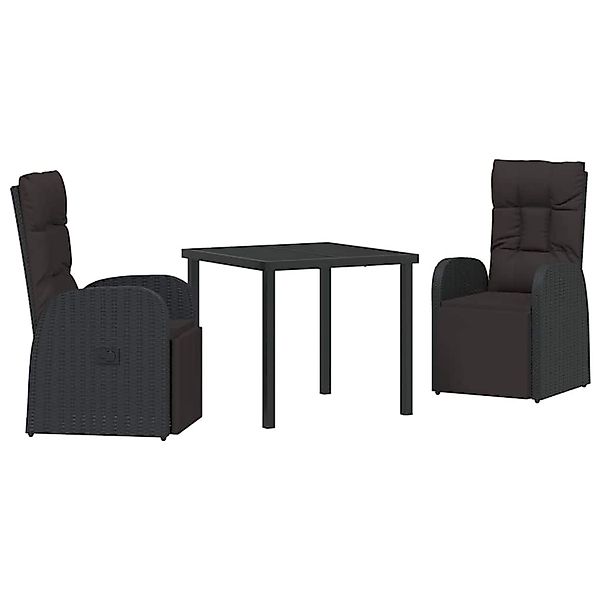 vidaXL Garten Essgruppe mit Kissen 3-Tlg Schwarz Poly Rattan 3379513 günstig online kaufen