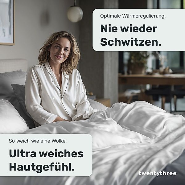 twenty:three® Bettbezug Lyocell Deckenbezug Gray-White, Atmungsaktiv, günstig online kaufen