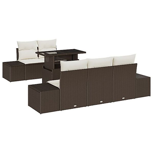 vidaXL Loungesofa 6-tlg. Garten-Sofagarnitur mit Kissen Braun Poly Rattan, günstig online kaufen