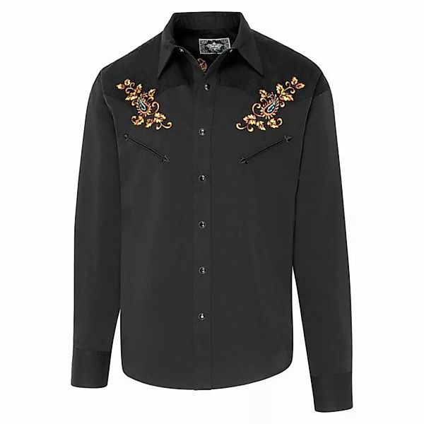Stars & Stripes Langarmhemd Westernhemd Hogan, schwarz mit Front- und Rücke günstig online kaufen
