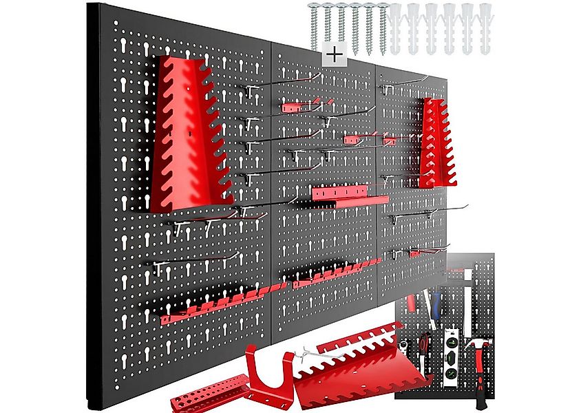 tectake Lochwand Werkzeuglochwand Jonah mit Haken und Halterungen, (3-tlg), günstig online kaufen