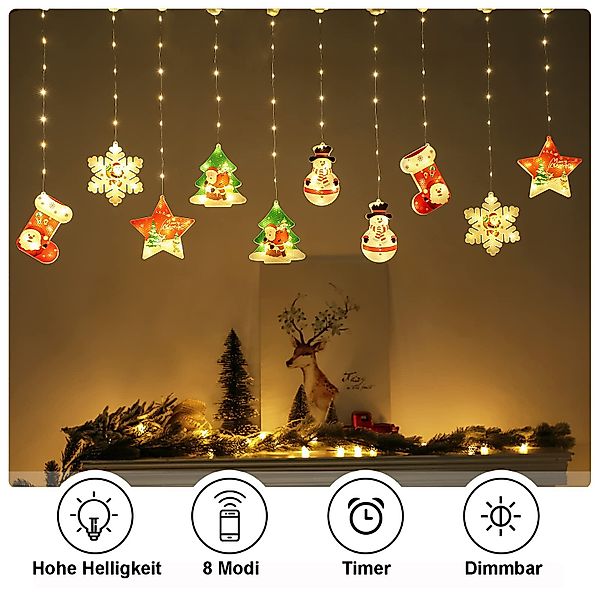Rosnek LED-Lichterkette Lichtervorhang Innen Dimmbar, 3M günstig online kaufen