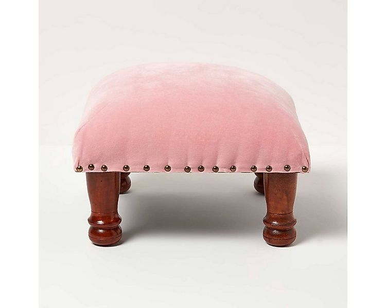 Homescapes Fußhocker Samthocker Mable – rosa mit Holzbeinen, 40 x 40 x 25 c günstig online kaufen