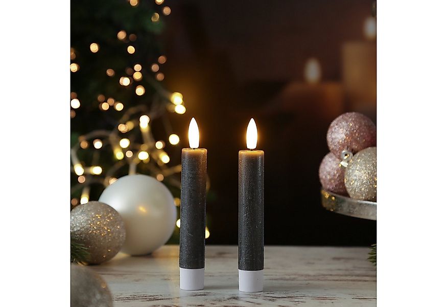 MARELIDA LED-Kerze LED Stabkerzen Tafelkerzen Dinner Spitzkerzen rustikal 1 günstig online kaufen