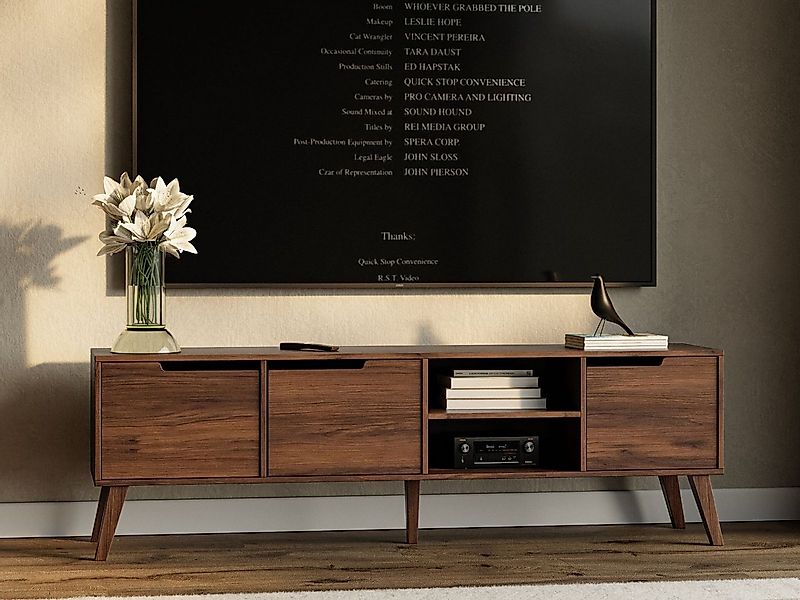 Compleo TV-Schrank mit 3 Türen, Nussbaum oder Kaschmir, Lowboard MONIS günstig online kaufen