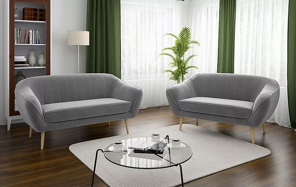 MKS MÖBEL Sofa GAJA 3 2, Set, Buchenbeine, 2 Sofas, T30-Schaum, Skandinavis günstig online kaufen