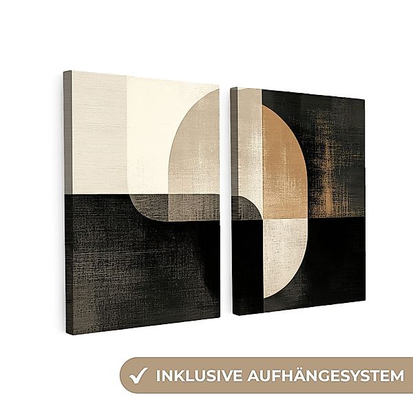 MuchoWow Leinwandbild Formen - Abstrakt - Gold, Fotodruck (3 St), Wand Bild günstig online kaufen