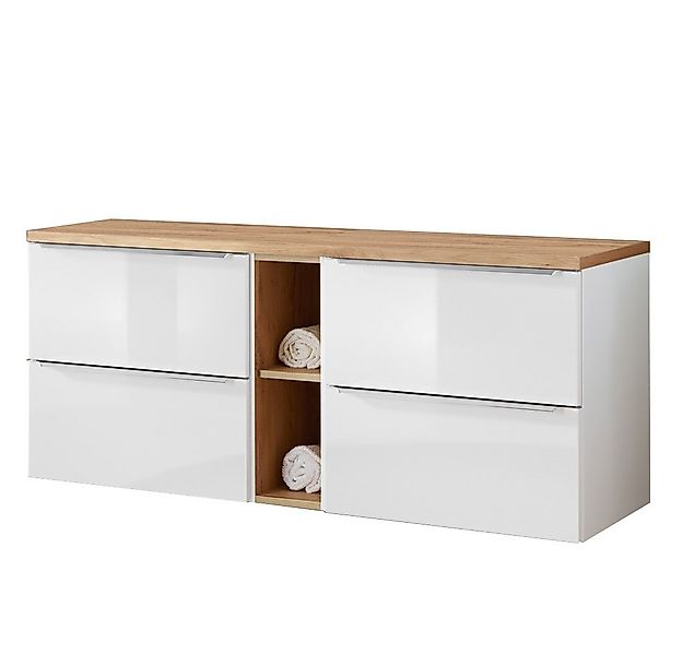 Lomadox Waschbeckenschrank TOSKANA-56 weiß Eiche 141/59,5/46 cm günstig online kaufen