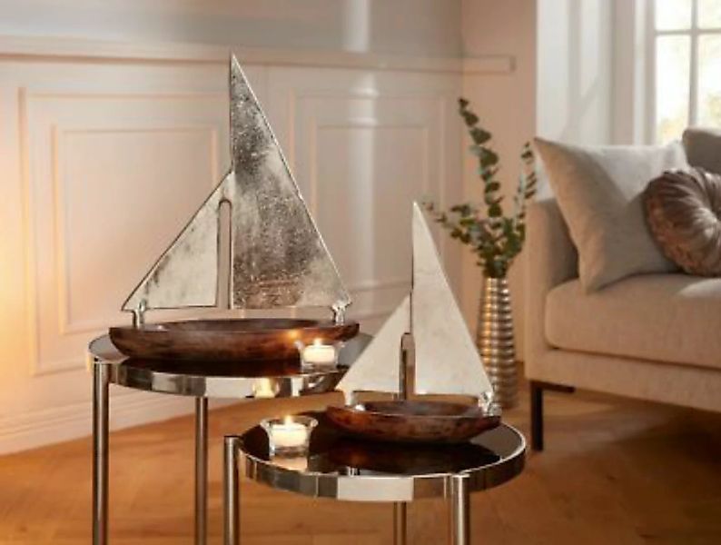 HOME Living Metall-Schiff Sailing Dekoobjekte silber günstig online kaufen