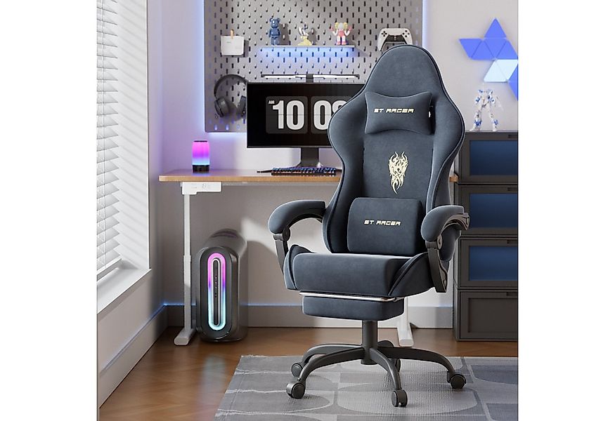 Ferghana Gaming-Stuhl Racing PC Stuhl Verstellbar mit Kopf-,Lendenkissen, F günstig online kaufen