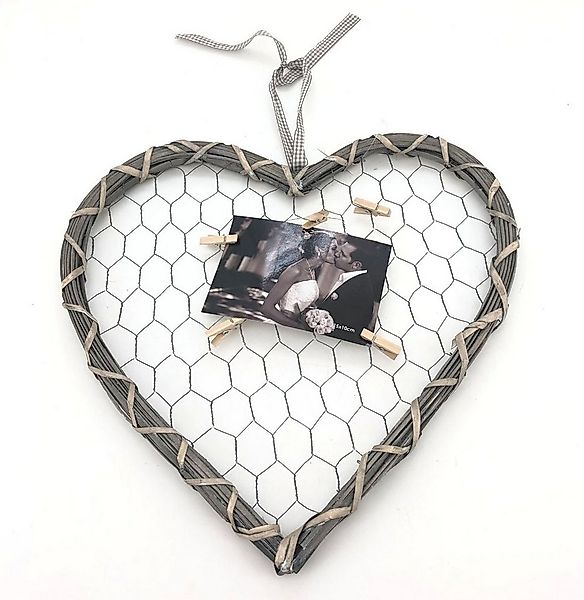 Intertoys Bilderrahmen Fotohalter Herz 40x40cm Holz Herz mit Gitter und 5 K günstig online kaufen