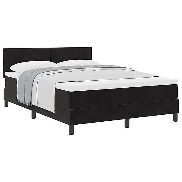 vidaXL Bett Boxspringbett mit Matratze Schwarz 140x200 cm Samt (1-tlg) günstig online kaufen