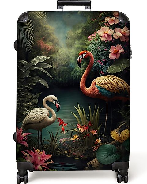 NoBoringSuitcases.com© Hartschalen-Trolley Flamingo - Blumen - günstig online kaufen