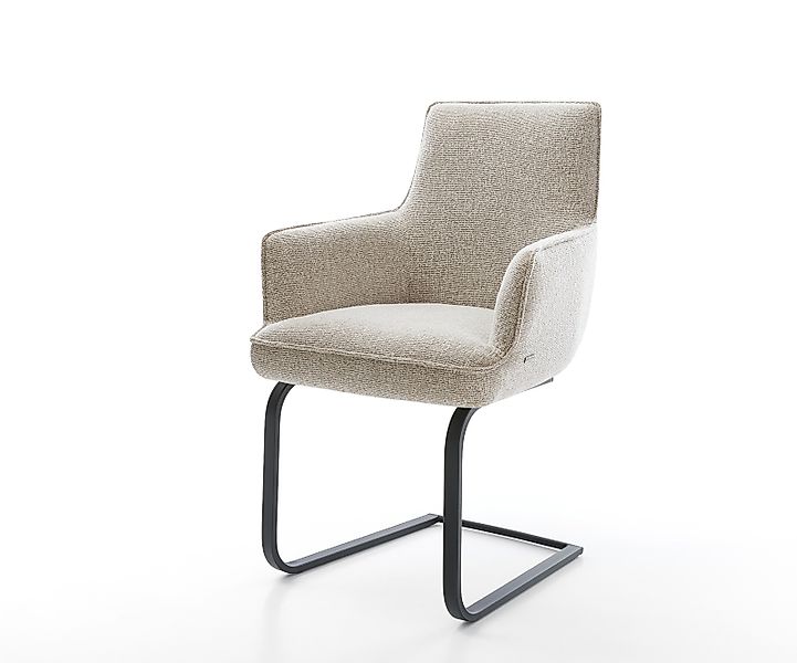 Freischwinger Heira-Flex mit Armlehnen Webstoff Soft Beige Freischwinger fl günstig online kaufen