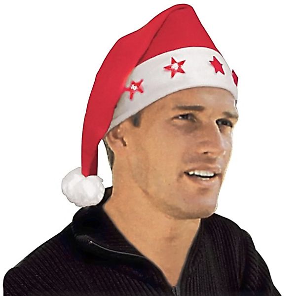 BURI Bommelmütze Weihnachtsmannmütze beleuchtet Nikolaus Mütze günstig online kaufen