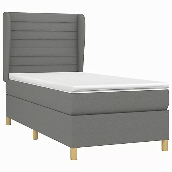 vidaXL Boxspringbett Boxspringbett mit Matratze Dunkelgrau 90x200 cm Stoff günstig online kaufen