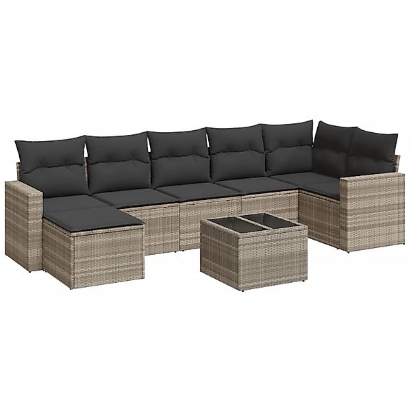 vidaXL 8-Tlg Garten-Sofagarnitur mit Kissen Hellgrau Poly Rattan 3219282 günstig online kaufen
