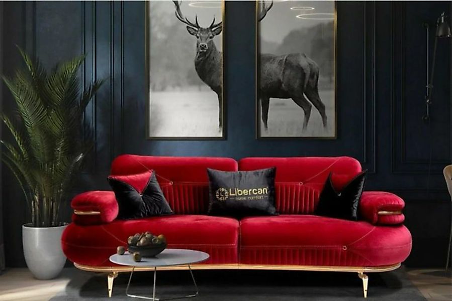 JVmoebel 3-Sitzer Designer Roter 3-Sitzer Polster Couch Wohnzimmer Edelstah günstig online kaufen