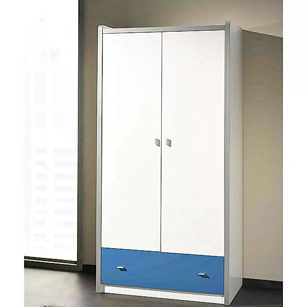 Kleiderschrank BONNY-12, 2-trg, 100cm, Weiß Blau günstig online kaufen