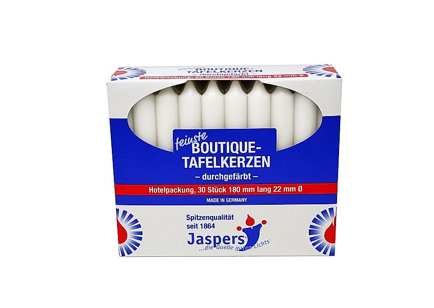 Jaspers Kerzen Tafelkerze Boutique-Kerzen Hotelpackung weiß 30er Pack durch günstig online kaufen