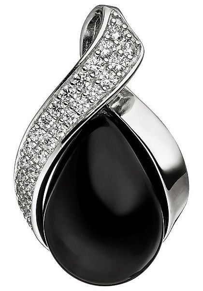 JOBO Kettenanhänger Anhänger mit Onyx und 26 Zirkonia, 925 Silber günstig online kaufen