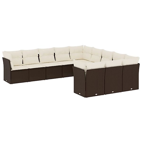 vidaXL 11-Tlg Garten-Sofagarnitur mit Kissen Braun Poly Rattan 3218413 günstig online kaufen