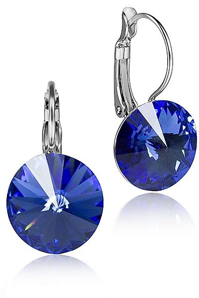 LUISIA® Paar Ohrhänger Silberne Ohrringe "Rivoli" mit 12 mm Kristallen von günstig online kaufen