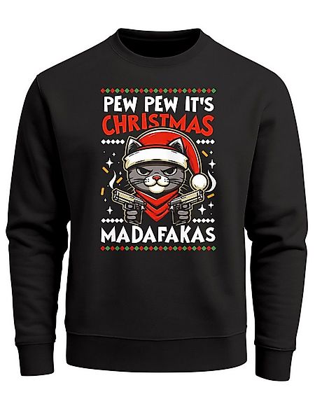 MoonWorks Sweatshirt Sweatshirt Herren Weihnachtspullover Katze Pew Pew Mad günstig online kaufen