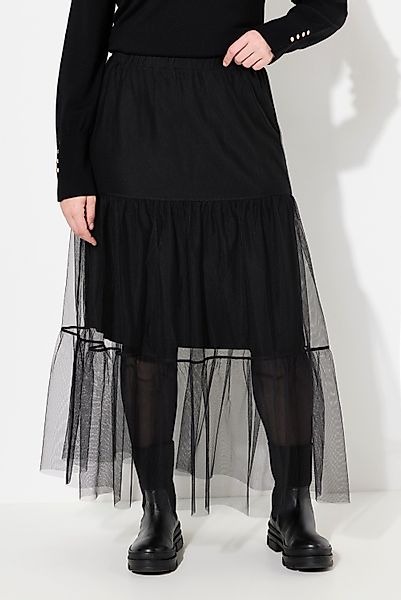 Ulla Popken Maxirock Tüll-Maxirock A-Linie Volants günstig online kaufen