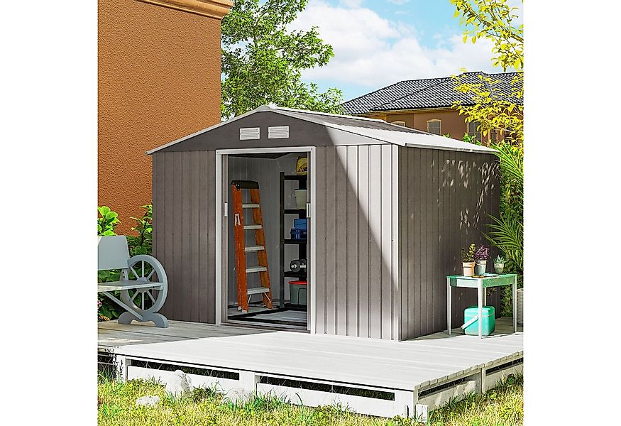 Outsunny Gerätehaus 4,9 m², mit Pultdach, Schiebetür, Fundament, BxT: 277x1 günstig online kaufen