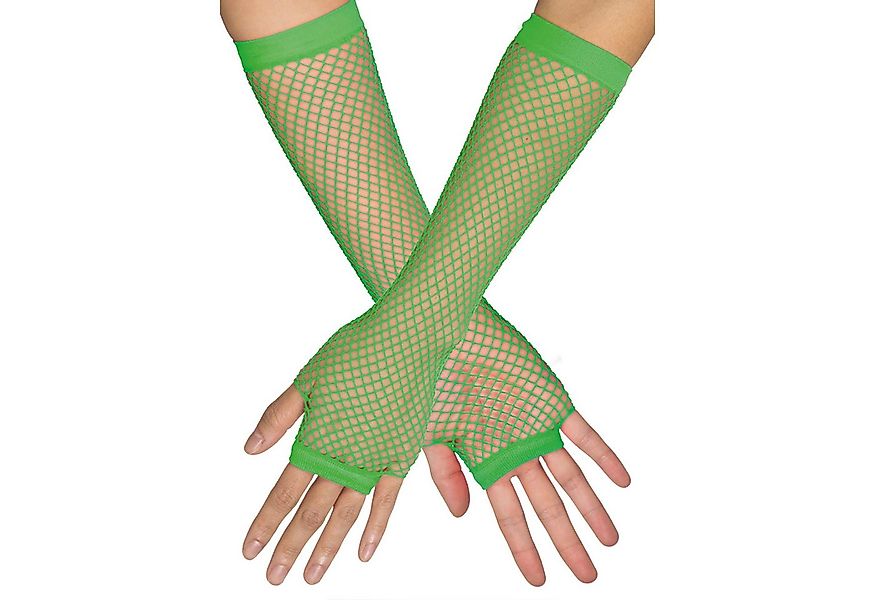 Funny Fashion Kostüm Lange Fingerlose Netzhandschuhe 'New York', Neon günstig online kaufen