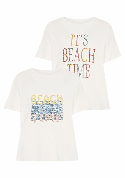 Beachtime T-Shirt, (Packung, 2 tlg.), mit zwei verschiedenen Drucken günstig online kaufen