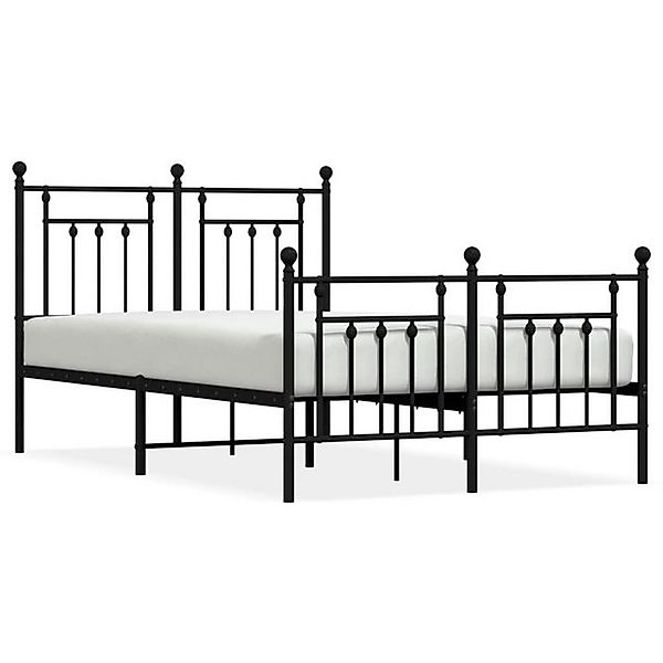 furnicato Bettgestell mit Kopf- und Fußteil Metall Schwarz 135x190 cm (1-tl günstig online kaufen