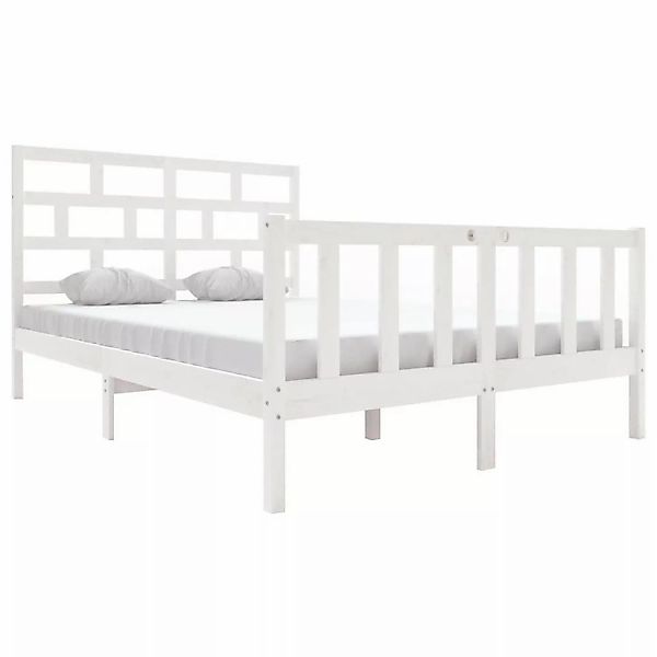 Vidaxl Massivholzbett Weiß Kiefer 150x200 Cm 5ft King Size günstig online kaufen