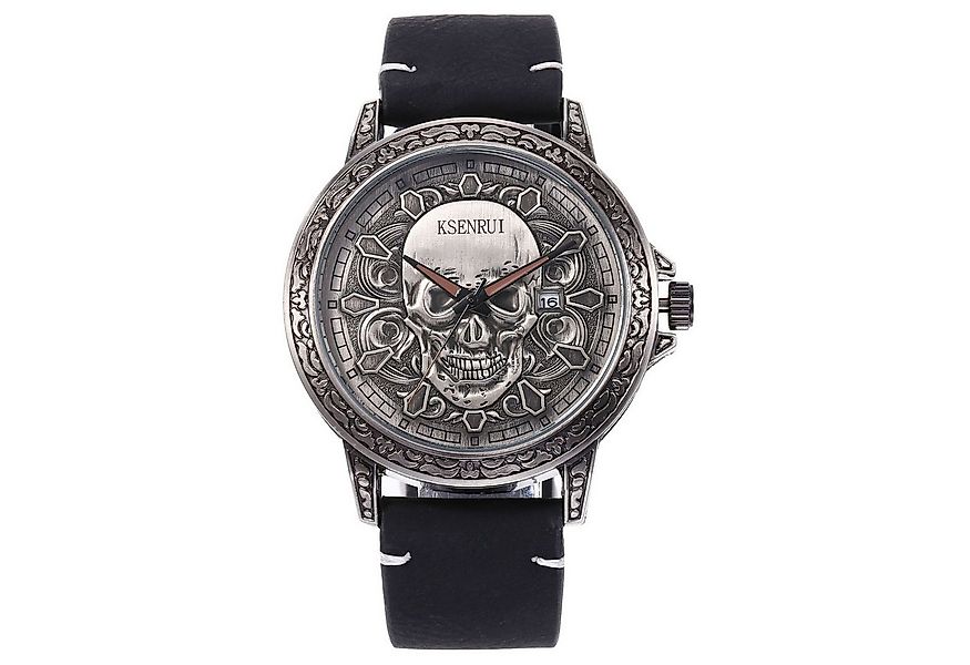 KARMA Quarzuhr Armbanduhr Totenkopf Schwarz Silber Herren Quarzuhr modern, günstig online kaufen