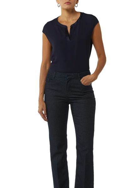 comma Blusenshirt mit geschlitztem Rundhals, Satin-Optik günstig online kaufen