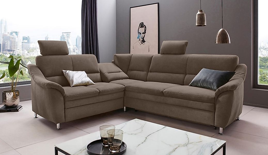 Places of Style Ecksofa "Cardoso L-Form", Federkern, wahlweise mit Bett, Sc günstig online kaufen