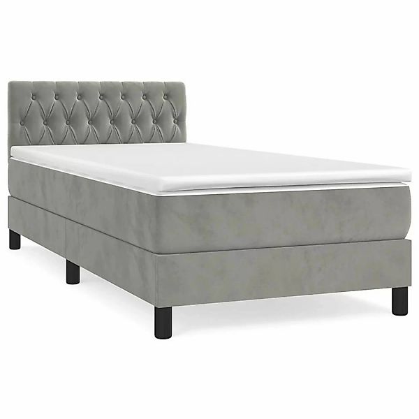 vidaXL Boxspringbett mit Matratze Hellgrau 90x200 cm Samt1388352 günstig online kaufen