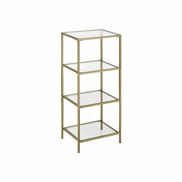 Vasagle Standregal 4 Ablagen Hartglas 30 cm x 40 cm x 95 cm Gold günstig online kaufen