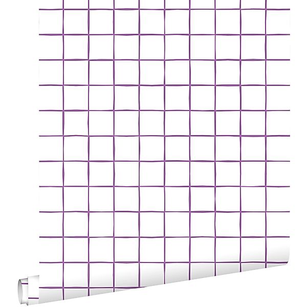 ESTAhome Tapete Karomuster Lila und Weiß 50 x 900 cm günstig online kaufen