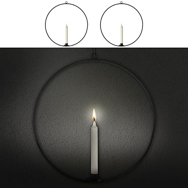 CEPEWA Kerzenständer Stabkerzenhalter Ring 2er Set günstig online kaufen