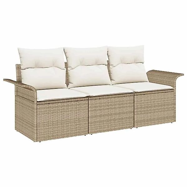 vidaXL Sofa Set mit Kissen 3-Tlg Beige und Creme Poly-Rattan 3345221 günstig online kaufen
