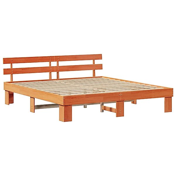 vidaXL Bett Bettgestell mit Kopfteil Wachsbrown günstig online kaufen